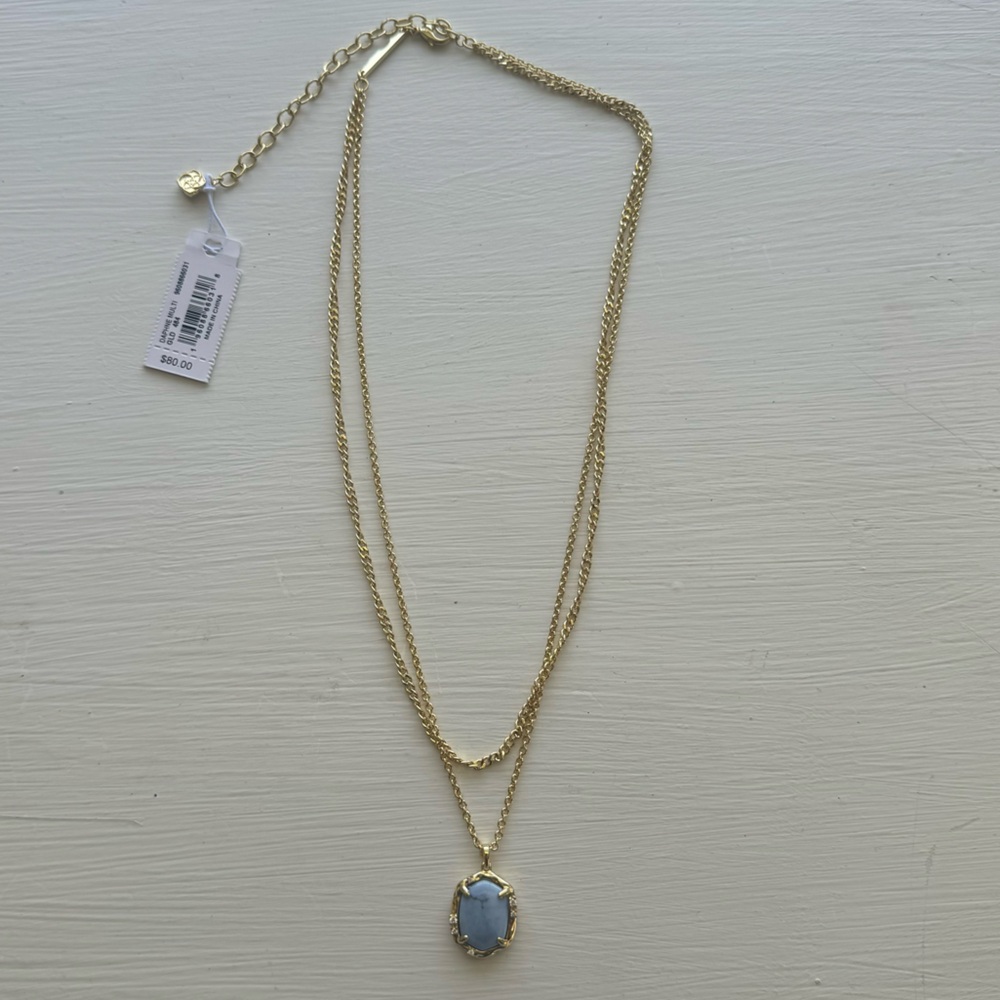 Kendra Scott Gold and Blue Necklace with Minimalist Design